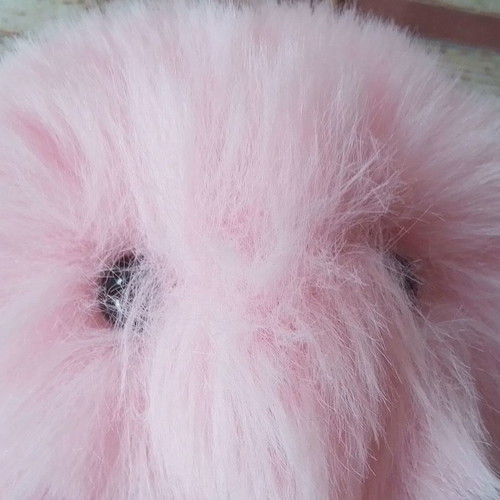 Pink Fluffy Bunny soft furry plush keychain new