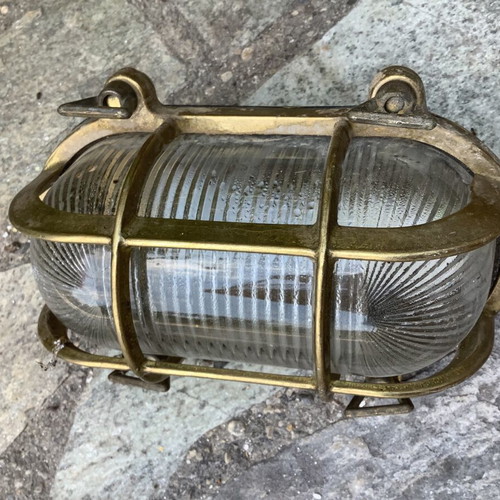 Lido brass outdoor turtle wall lamps used, set of 2