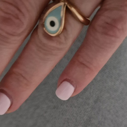 Very Gavello K9 gold ring with eye, size 51, turquoise and gold