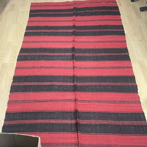 Handwoven Traditional Kilim Rug 230 × 110 cm used, red and black