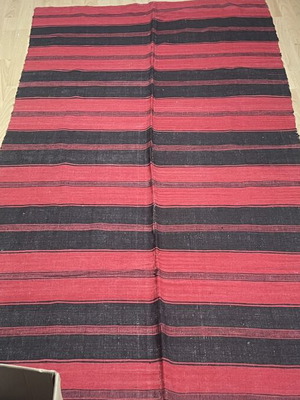 Handwoven Traditional Kilim Rug 230 × 110 cm used, red and black