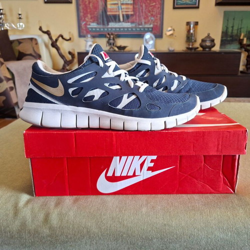 Nike Free Run+ 3 running shoes, navy blue and gold, size 46