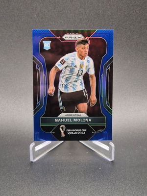 2022 Panini Prizm World Cup Qatar Blue Prizm Nahuel Molina #9 Rookie RC Argentina used