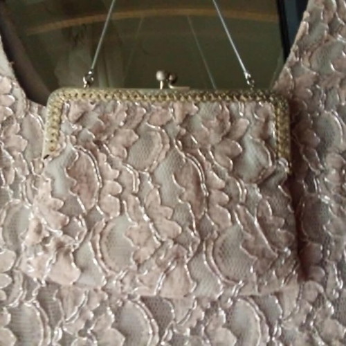 Vintage dress used with matching gray silver bag, size M