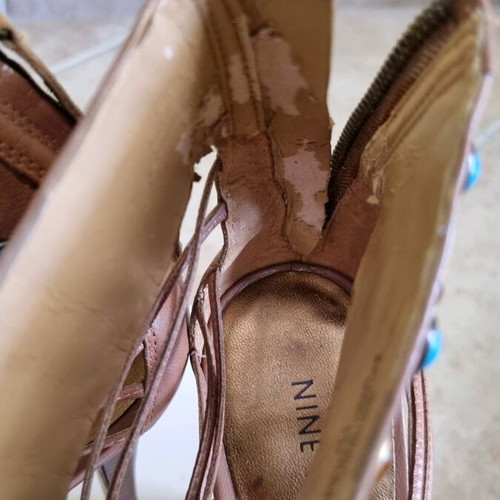 Nine West sandals used size 37 brown with multicolor stones