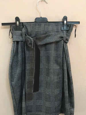 Plaid high-waisted skirt Pink Woman like new, size XS, black and gray