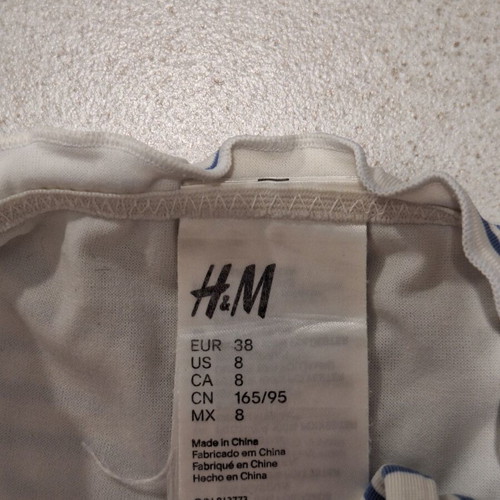 H&M Blue and White Striped Bikini Bottom with Ruffles Size M Like New