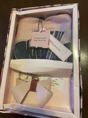 BCBGeneration printed scarf and bag charm set new in box