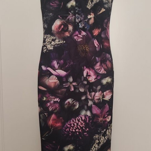 Ted Baker pencil midi dress new, floral multicolor black