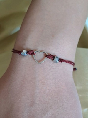 Bracelet with stainless steel heart and crystal and hematite beads new