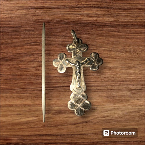 Gold Orthodox Russian Cross handmade like new 14 karat