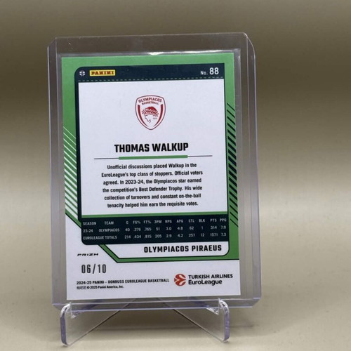Thomas Walkup Donruss Optic EuroLeague 2024-25 Gold Card Like New