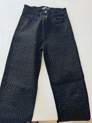 Jeans with rhinestones like new, size S 36 8, black by A-Style
