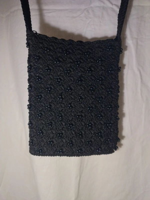 Lollipops black knitted shoulder bag with beads like new