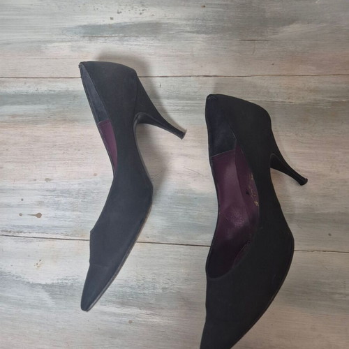 Satin black pumps used, size 38, heel height 9 cm
