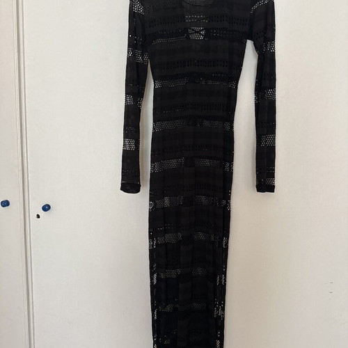 SugarFree black long knitted dress with laces, like new