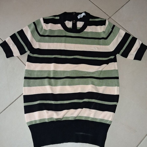 Zara blouse short-sleeve striped like new, size M