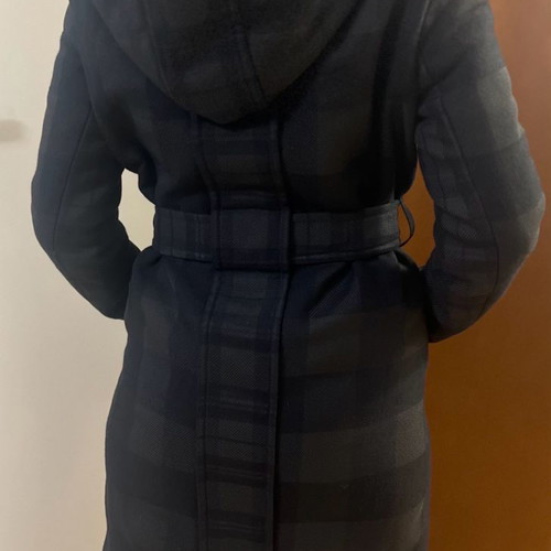 Maje coat new with belt and removable hood multicolor