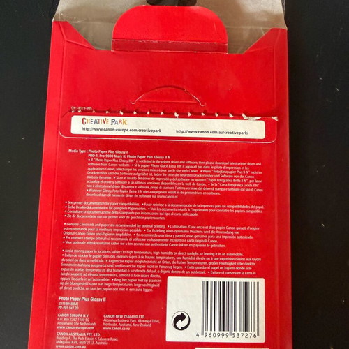 Photo Paper Plus Glossy Canon used, few sheets
