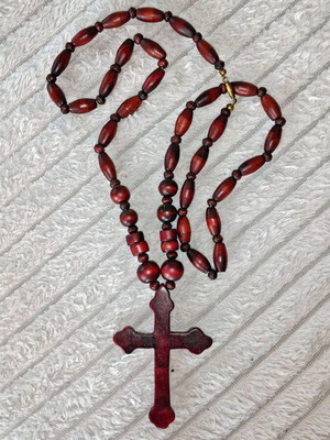 Wooden wall rosary like new, mahogany wood, 50 cm
