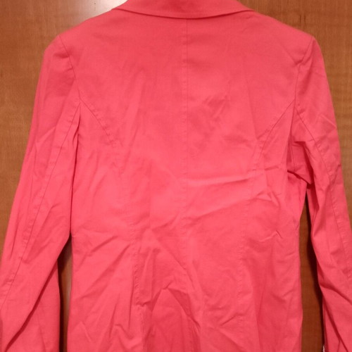 Spring jacket used, coral with striped sleeve details, size L
