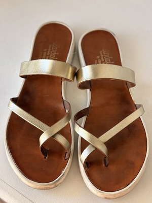 Handmade leather sandals like new, size 41, brown and gold