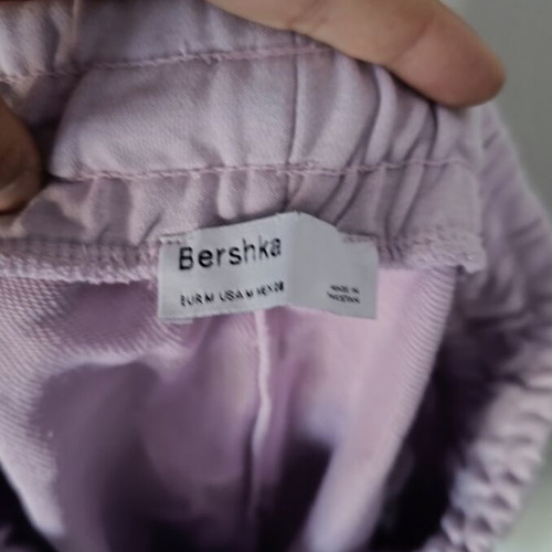 Bershka shorts with drawstring and elastic waist, pink, size M