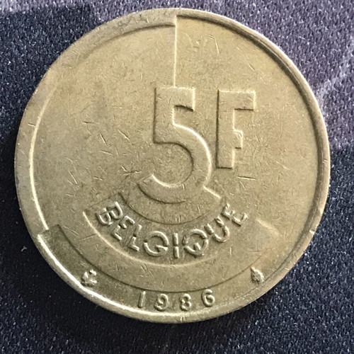 Belgium 5 Francs Coin 1986 like new