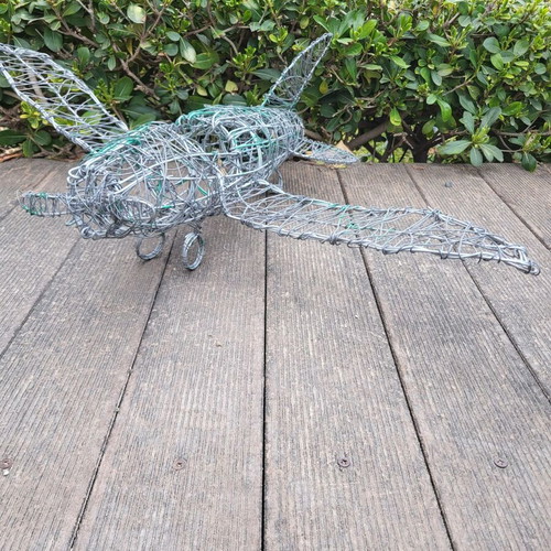 Handmade Industrial Wire Airplane Sculpture like new