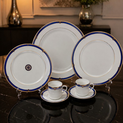 Limoges Bernardaud Calypso Bleu coffee set new, 5 pieces
