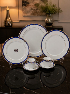 Limoges Bernardaud Calypso Bleu coffee set new, 5 pieces