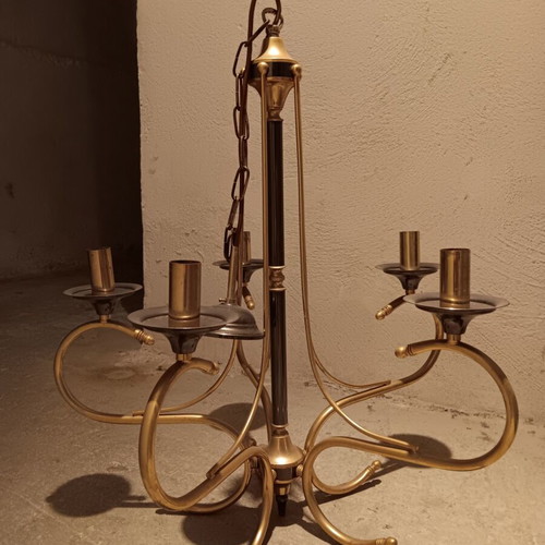 Vintage metal ceiling chandelier used with 5 lamp holders
