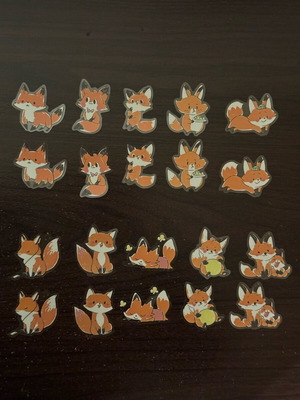 Fox stickers like new, pack of 20 with 10 designs