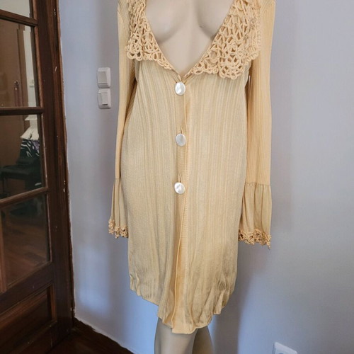 Christian Lacroix cardigan used, gold color with knitted details