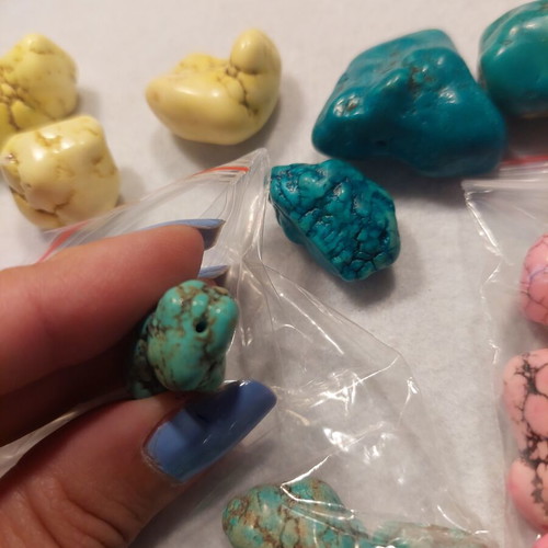 Jewelry making stones turquoise and pink irregular shape