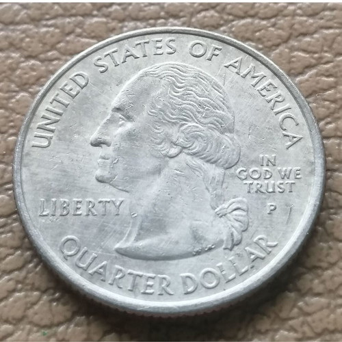 25cent USA North Dakota 2006 Buffalo coin used with P mark