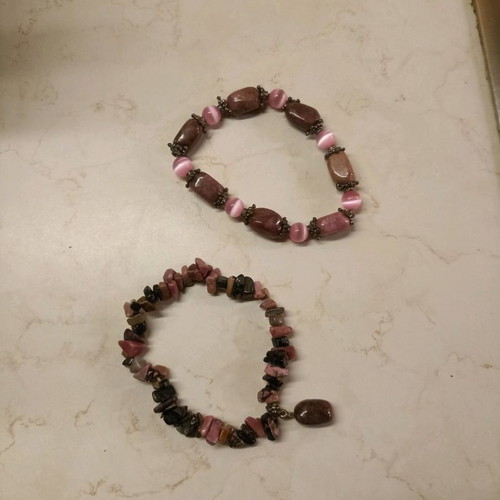 Beaded bracelets used, set of 2 dusty pink