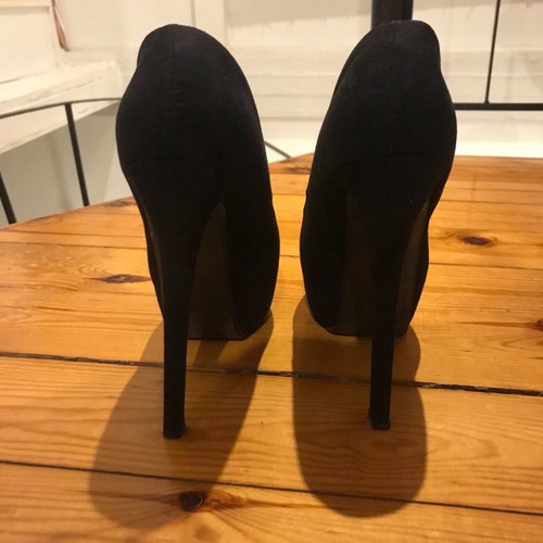 Suede high heels used, black, size 37