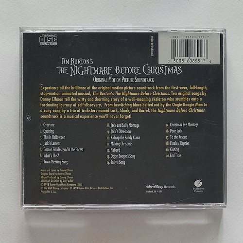 Nightmare Before Christmas soundtrack CD used by Danny Elfman