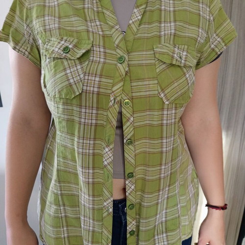 Colours of the World women's plaid shirt XL used, green with pockets