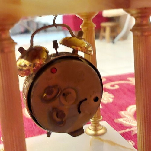 Vintage Jerger Clock with Onyx Base and Brass Columns