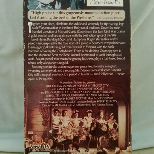 Errol Flynn Virginia City videocassette like new, classic western