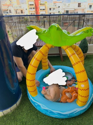 Intex inflatable round kids pool 45lt with palm shade 102x86cm