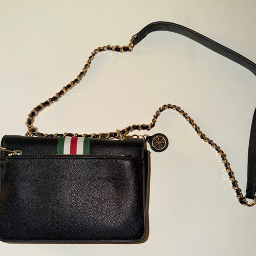 19V69 Italia Shoulder Bag Black with Gold Chain New
