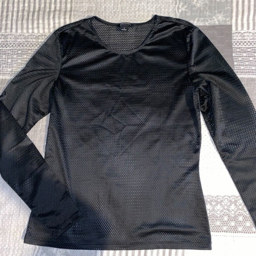 Grey perforated blouse new, long sleeve
