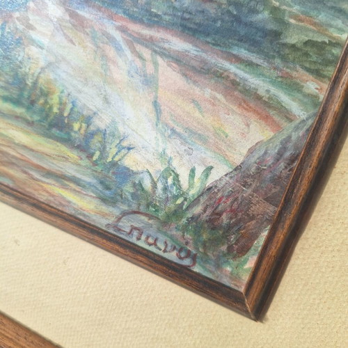 Original handmade painting in frame, oil or pastel