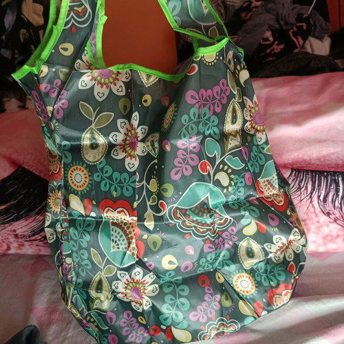 Fabric shoulder bag with retro colorful design, like new