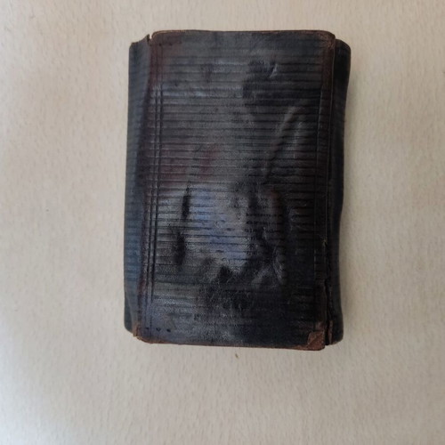 Leather English wallet used with silver details London 1891