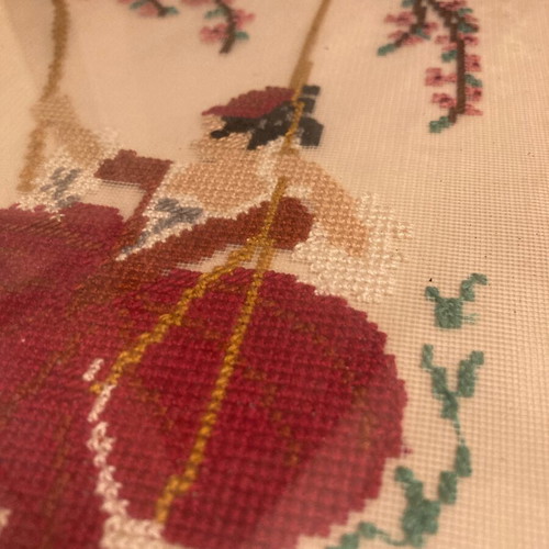 Embroidered painting used, dimensions 23cm by 30cm
