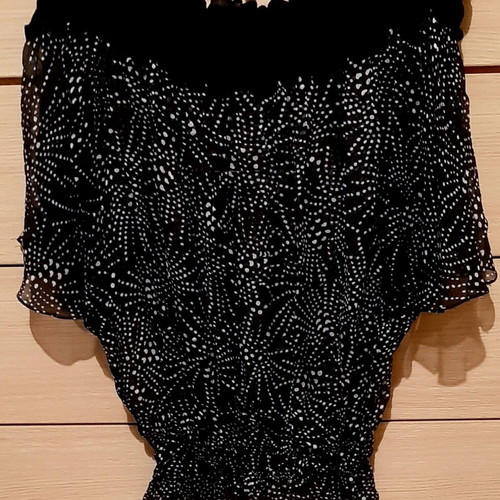 Zara cocktail top used, silk, black and white, sizes L to XL